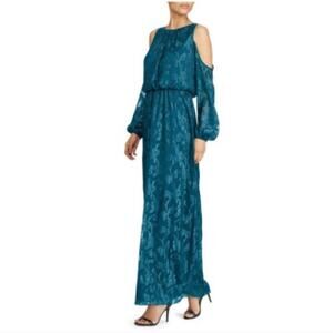 Lauren Ralph Lauren Metallic Floral Cold-Shoulder Gown 14